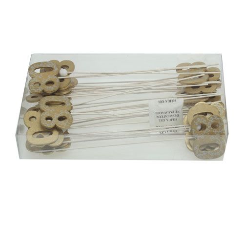 Floristik24 Jubiläumszahl "80" am Stab Holz, Gold 36St