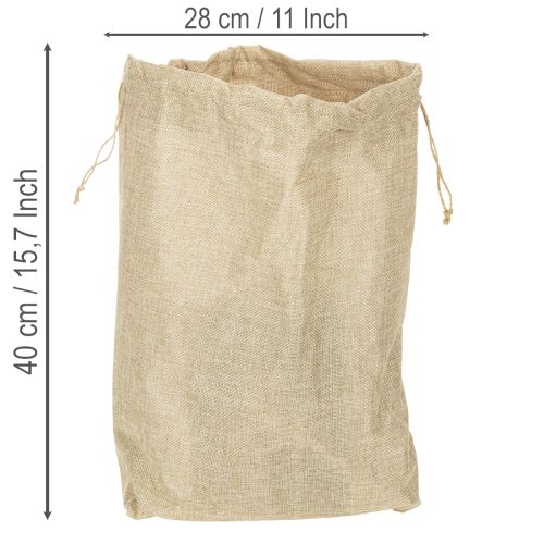 Jutetasche Geschenkbeutel mit Kunststofffolie 28×10×40cm Naturfarben | Floristik24.ch