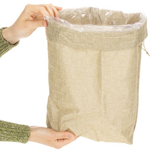Jutetasche Geschenkbeutel mit Kunststofffolie 28×10×40cm Naturfarben | Floristik24.ch