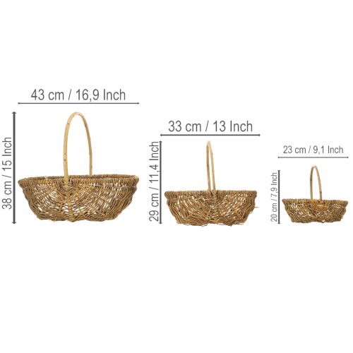 Kartoffelkorb 43/33/23cm mit Folie Natur Set von 3St | Floristik24.ch