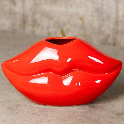 Artikel Keramik Vase Roter Kussmund Dekovase 17×8,5×9cm