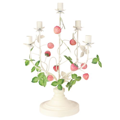 Kerzenleuchter 5-armig Creme Metall Erdbeer Deko H44cm | Floristik24.ch