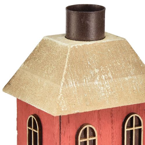 Artikel Kerzenhalter Haus Holz Rot Stabkerzenhalter H14,5cm 2St