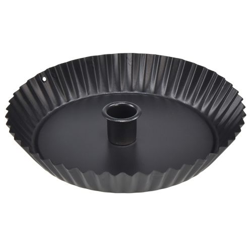 Floristik24 Kerzenhalter aus Metall in Kuchenform Schwarz Ø18cm 2St