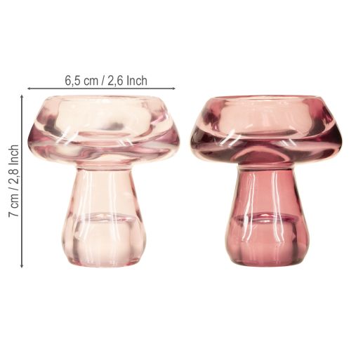 Artikel Kerzenhalter Pilz Teelichthalter Glas Berry Ø6,5cm H7cm 2St
