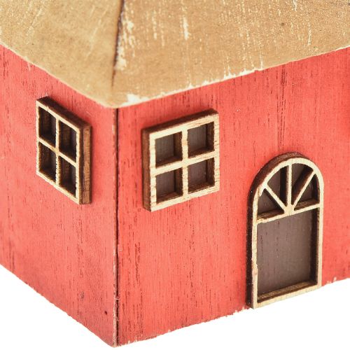Artikel Kerzenhalter Weihnachten Haus Holz Rot 9×9×11cm 2 St