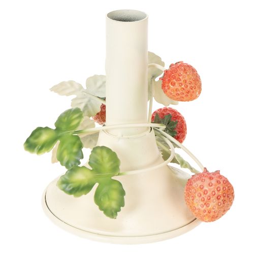Kerzenständer Metall mit Erdbeer-Motiv Creme H13 cm | Floristik24.ch