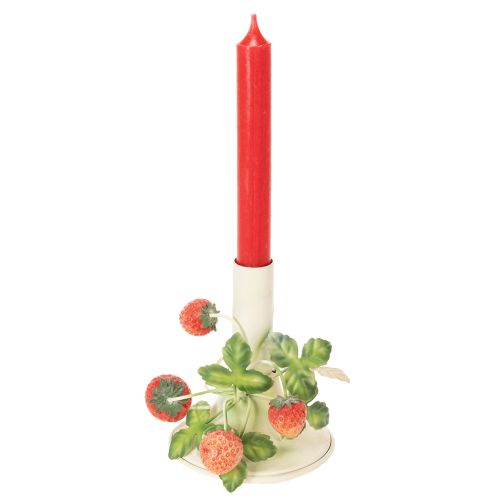 Kerzenständer Metall mit Erdbeer-Motiv Creme H13 cm | Floristik24.ch