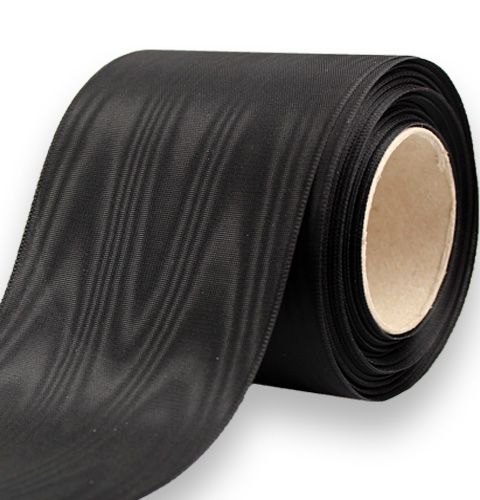 Floristik24 Schwarzes Kranzband 75mm 25m - Acetat Trauerband für Schleifendruck & Dekoration