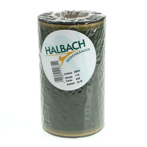 Artikel Elegantes Kranzband Moiré 175mm, Dunkelgrün mit Perlkante und Taftbindung für feierliche Anlässe