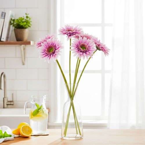 Künstliche Gerbera aus Kunststoff und Metall, Lila, 47 cm 6St | Floristik24.ch