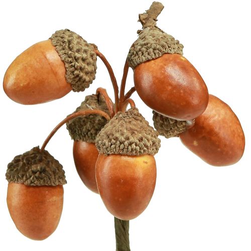 Künstliche Eicheln am Draht Deko für Herbstkranz 3cm 6 St