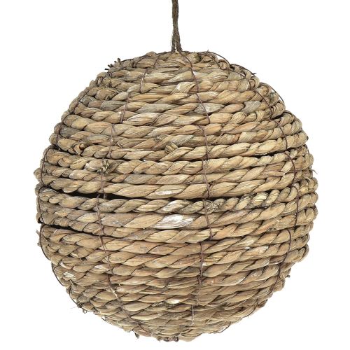 Kugel Stroh Deko zum Hängen Grau gewaschen Ø20cm 2St