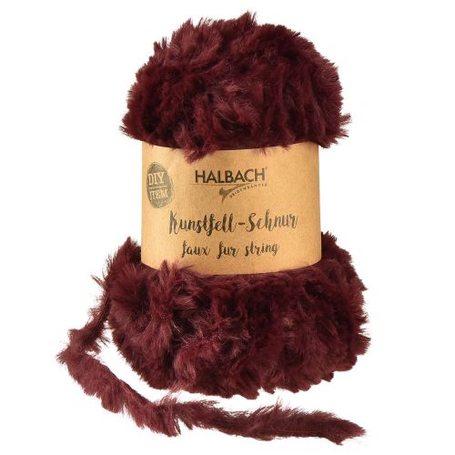Floristik24 Kunstfell-Schnur Flauschige Deko-Kordel Bordeaux 50g 30m