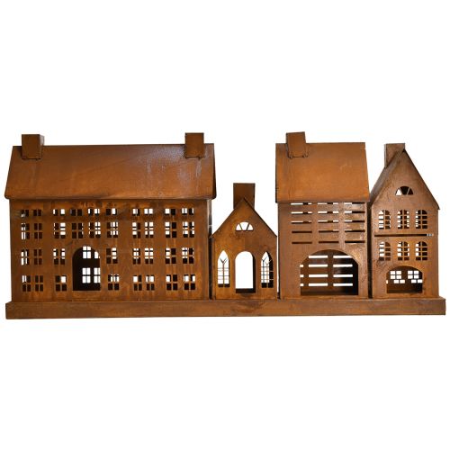 Floristik24 Vintage Lichthäuser aus Metall im Rost-Design – 80x15x35 cm – Stimmungsvolle Weihnachtsdekoration