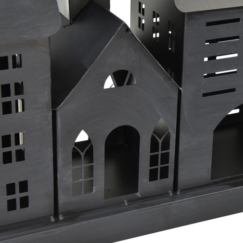 Floristik24 Anthrazit Lichthäuser aus Metall 80x15x35 cm – Elegante Tischdekoration