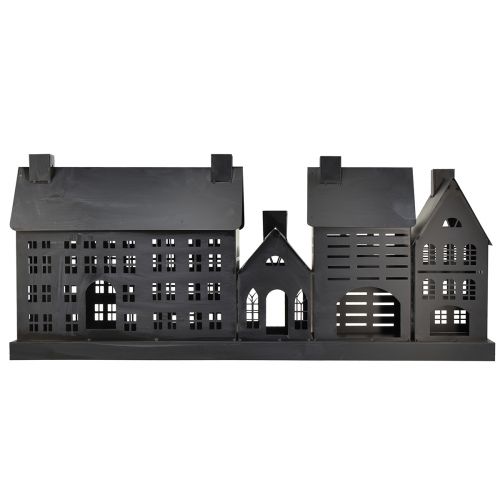 Floristik24 Anthrazit Lichthäuser aus Metall 80x15x35 cm – Elegante Tischdekoration