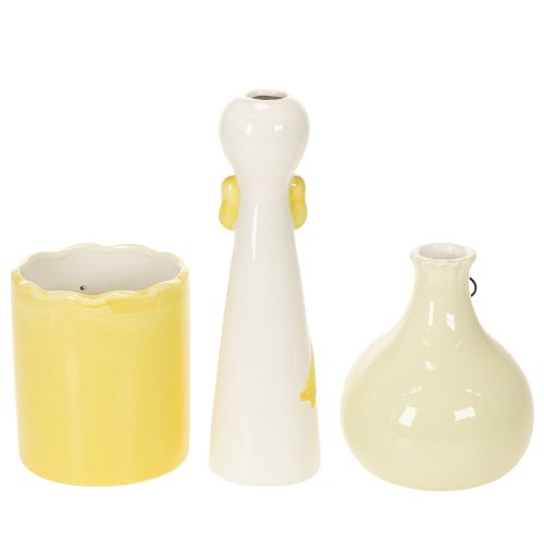 Keramik Entenfiguren mit Brille in Gelb und Weiss, 25 cm, 3er-Set | Floristik24.ch
