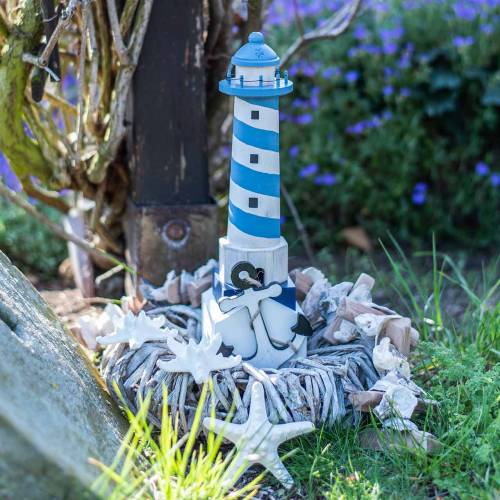Maritime Deko Leuchtturm Hellblau 34cm | Floristik24.ch