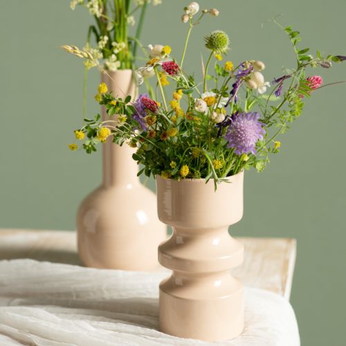 Floristik24 Metall Blumenvase Cappuccino Braun Emaille Ø9cm H17,5cm