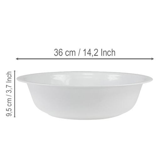 Metallschüssel Weiss Emaille-Optik Ø36cm H9,5cm Dekoschale | Floristik24.ch