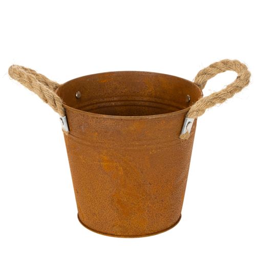Metall-Kräutertopf mit Griffen, Rostdeko, Ø16,5cm, H15cm | Floristik24.ch