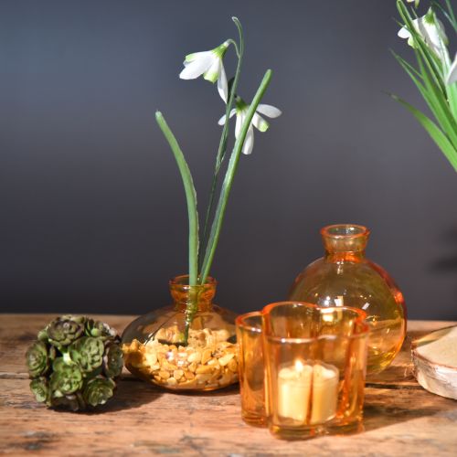 Artikel Mini Glasvasen Bauchig Flach in Orange Ø9cm 6 St