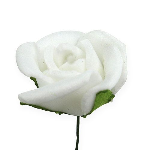 Floristik24 Mini-Foamrosen Ø 1,5cm Weiß 72St