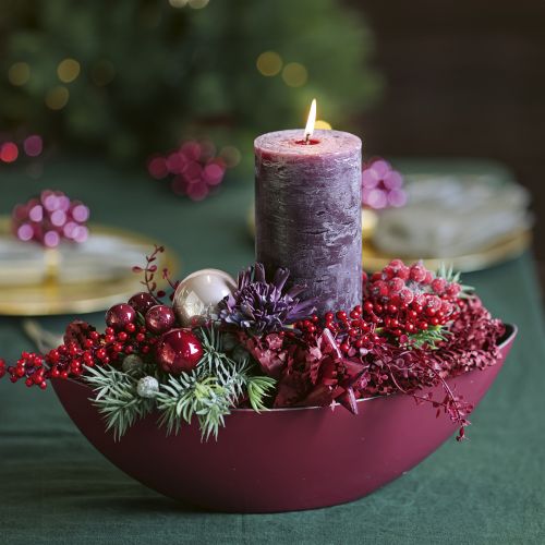 Floristik24 Moderne Halbmond-Schale dunkelrot aus Kunststoff 39 cm – Vielseitig einsetzbar für Deko – 2St