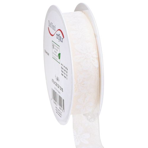 Floristik24 Organzaband Blumen Geschenkband Creme 25mm 18m