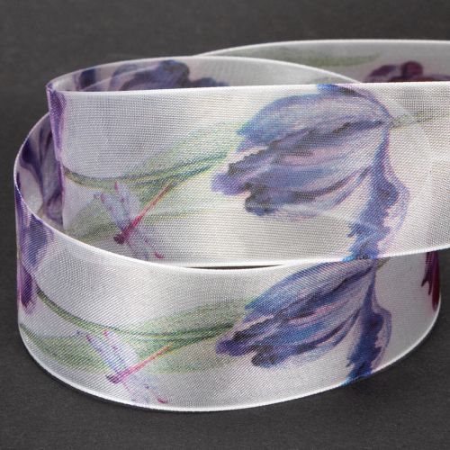 Artikel Organzaband Chiffonband Papageientulpen Lila 40mm 18m