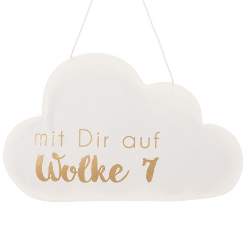 Artikel Papierdekoration Wolke 7 zum Hängen 35 cm x 22 cm Weiss mit Goldaufdruck 2 Stück