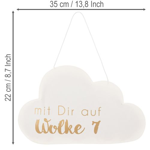 Papierdekoration Wolke 7 zum Hängen 35 cm x 22 cm Weiss mit Goldaufdruck 2 Stück | Floristik24.ch