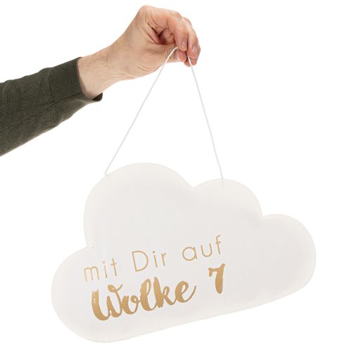 Papierdekoration Wolke 7 zum Hängen 35 cm x 22 cm Weiss mit Goldaufdruck 2 Stück | Floristik24.ch