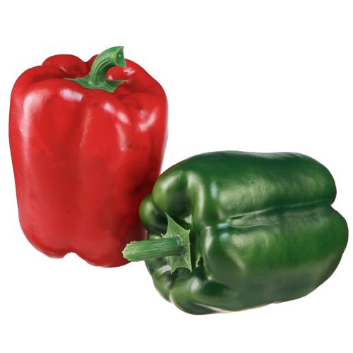 Paprika Deko Rot Grün Künstlich Netz Ø8cm H11,5cm 4 St