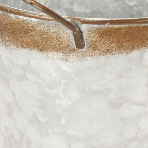 Pflanzgefäss aus Metall mit Henkeln, Ø18cm H20cm, Silber-Rostoptik | Floristik24.ch