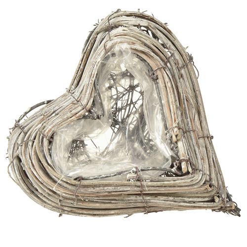 Floristik24 Pflanzherz Rattan Reben in Natur Weiß 13cmx14cm 2St