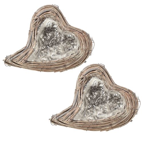 Floristik24 Pflanzherz Rattan Reben Natur Weiß 20cmx24cmx6cm 2St