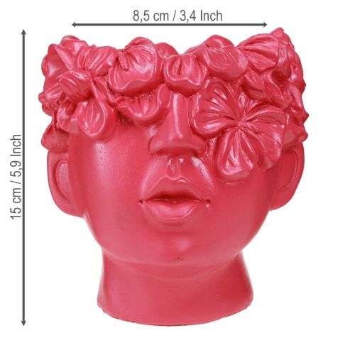 Artikel Pflanzkopf Polyresin Büste Übertopf Pink 13,5×13×14cm