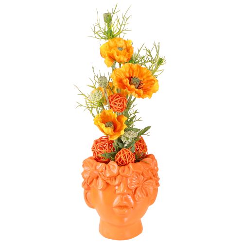 Pflanzkopf Übertopf Büste Pflanztopf Orange 13,5×13×14cm