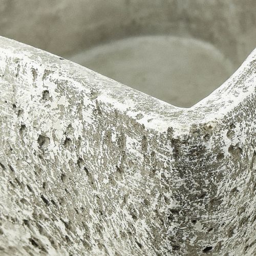 Floristik24 Pflanzschale Herz Grabdeko Pflanzherz Grau Weiß 18×19cm H7,5cm