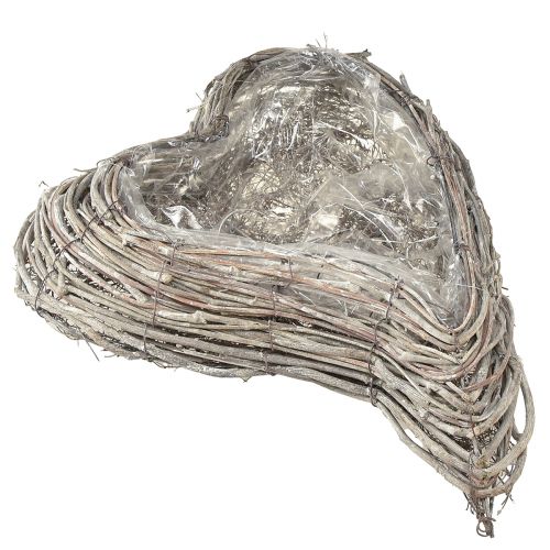 Pflanzschale Rattan Herzform Natur Weiss 30x35cm | Floristik24.ch