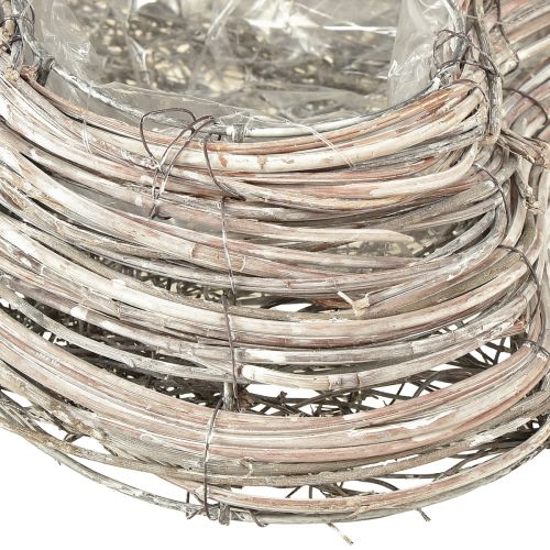 Floristik24 Pflanzherz Pflanzschale Rattan Herz Weiß Natur 28x34cm