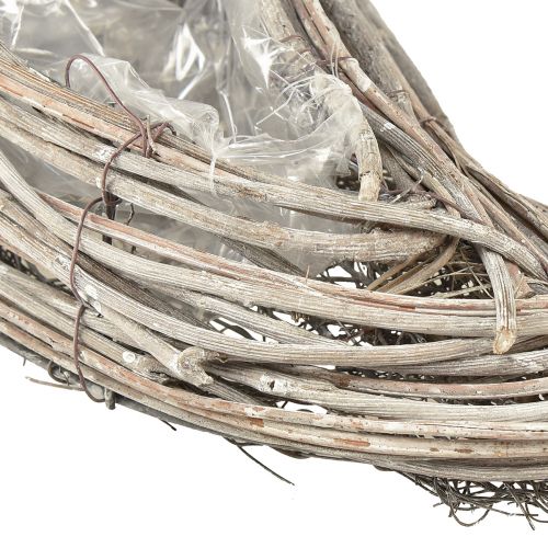 Floristik24 Pflanzschale Welle Rattan Natur Weiß 40x14x6cm 2St