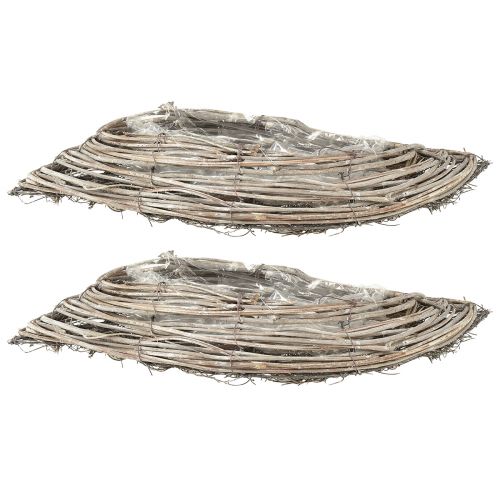 Pflanzschale Welle Rattan Natur Weiß 40x14x6cm 2St | Floristik24.ch