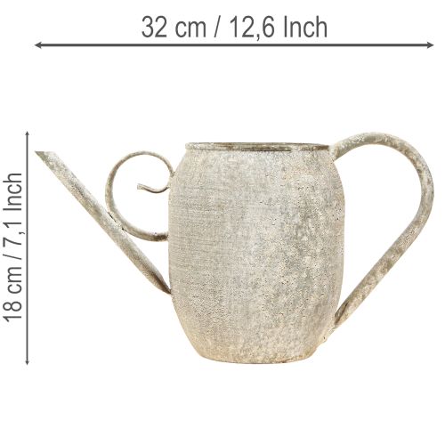 Pflanztopf Metall Gieskanne Vintage Grau 32x10,5x18cm für Garten und Balkon | Floristik24.ch