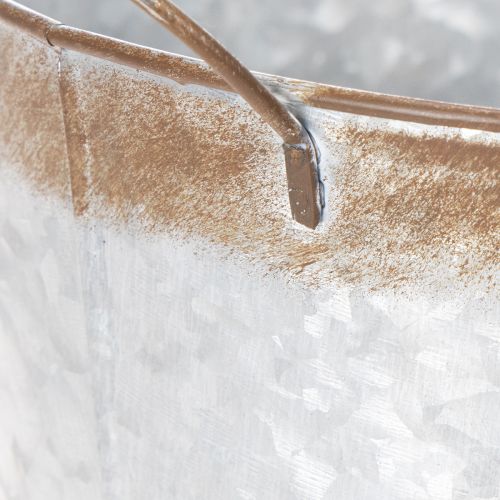 Pflanztopf aus Metall mit Griffen, Ø26cm H25,5cm, silbern mit Rostoptik | Floristik24.ch