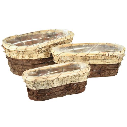 Pflanzwanne Holz Natur 3-farbig L29,5/25/23cm 3er-Set