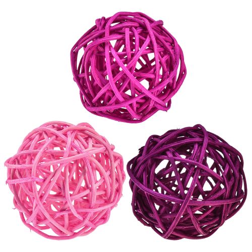 Artikel Rattanbälle Hellrosa Pink Lila sortiert Rattan Ø5cm 24 St