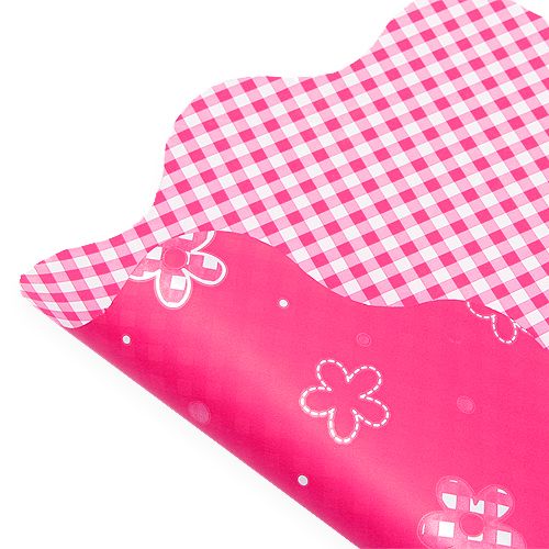 Floristik24 Rondella-Manschette Vichy Pink Ø50cm 50St